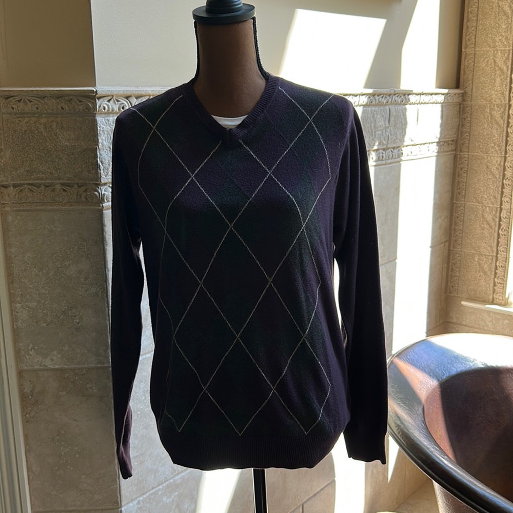 EUC Arrow Sz S Purple Argyll Sweater